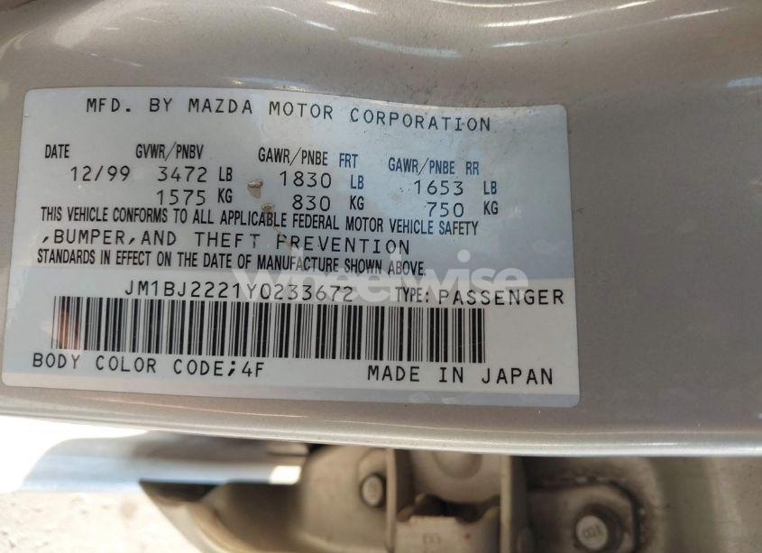 Photo 9 of 2000 Mazda Protege DX/LX (VIN JM1BJ2221Y0233672)