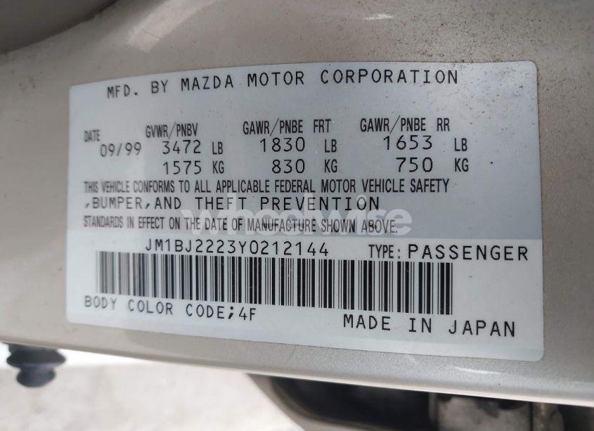 Photo 9 of 2000 Mazda Protege DX/LX (VIN JM1BJ2223Y0212144)