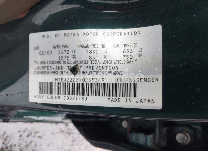 Photo 9 of 2000 Mazda Protege DX/LX (VIN JM1BJ2225Y0255349)