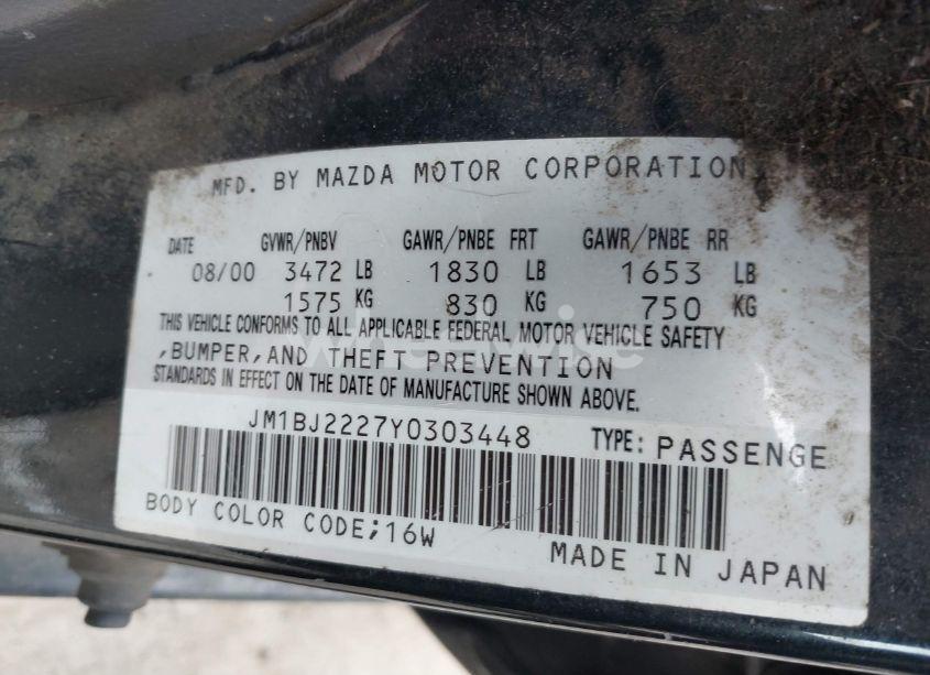 Photo 9 of 2000 Mazda Protege DX/LX (VIN JM1BJ2227Y0303448)