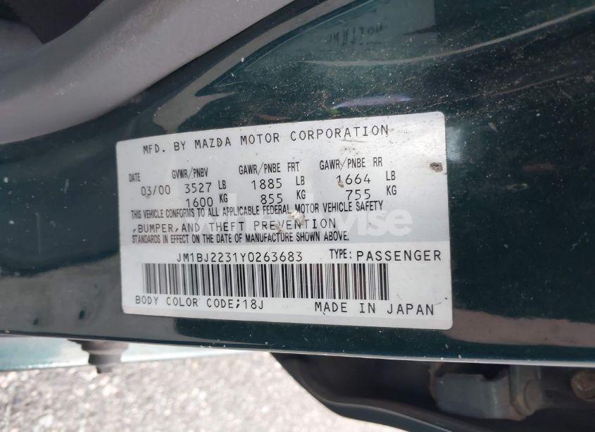 Photo 9 of 2000 Mazda Protege ES (VIN JM1BJ2231Y0263683)