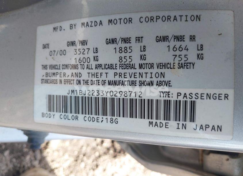 Photo 9 of 2000 Mazda Protege ES (VIN JM1BJ2233Y0298712)