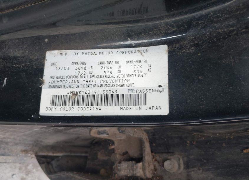 Photo 9 of 2004 Mazda Mazda3 S (VIN JM1BK123141133043)