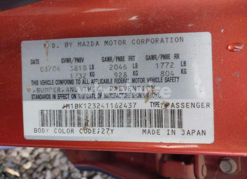 Photo 9 of 2004 Mazda Mazda3 S (VIN JM1BK123241162437)