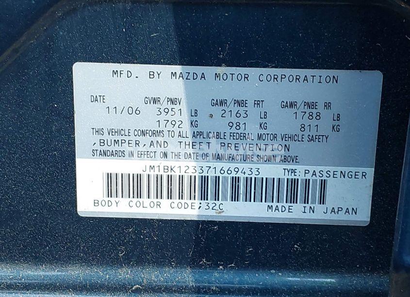 Photo 9 of 2007 Mazda Mazda3 S SPORT (VIN JM1BK123371669433)