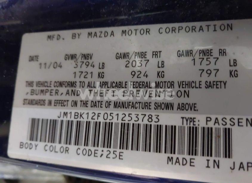 Photo 9 of 2005 Mazda Mazda3 I (VIN JM1BK12F051253783)