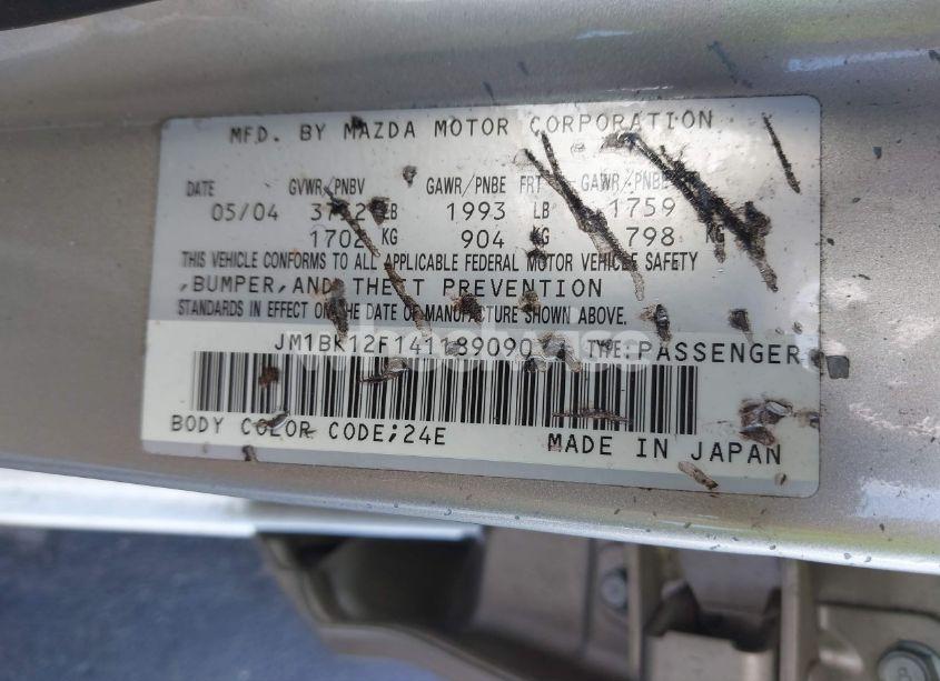 Photo 9 of 2004 Mazda Mazda3 I (VIN JM1BK12F141189090)