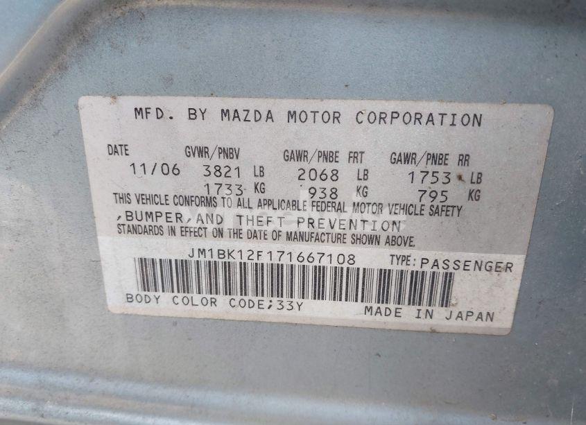 Photo 9 of 2007 Mazda Mazda3 I (VIN JM1BK12F171667108)