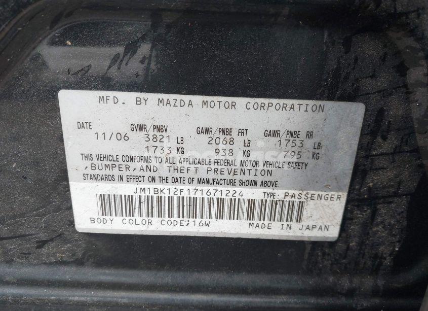 Photo 9 of 2007 Mazda Mazda3 I (VIN JM1BK12F171671224)