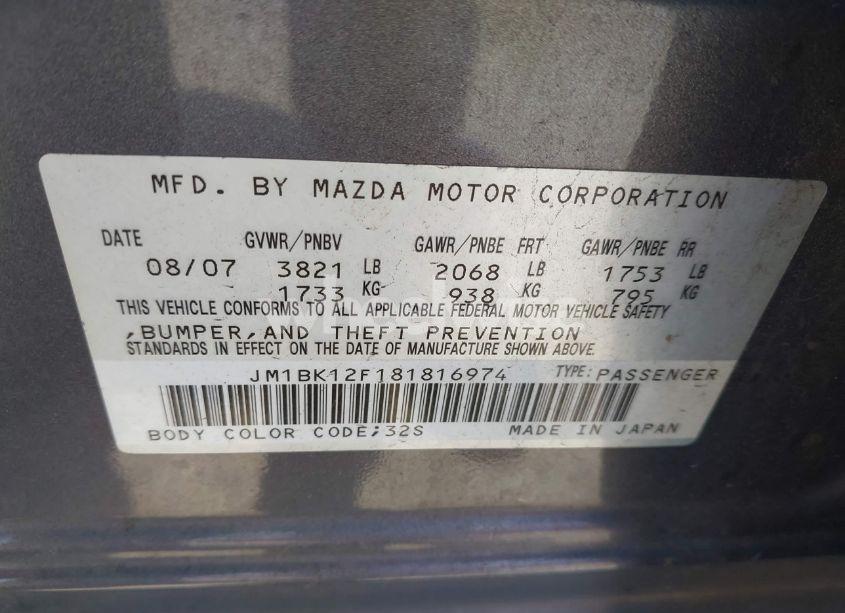 Photo 9 of 2008 Mazda Mazda3 I (VIN JM1BK12F181816974)