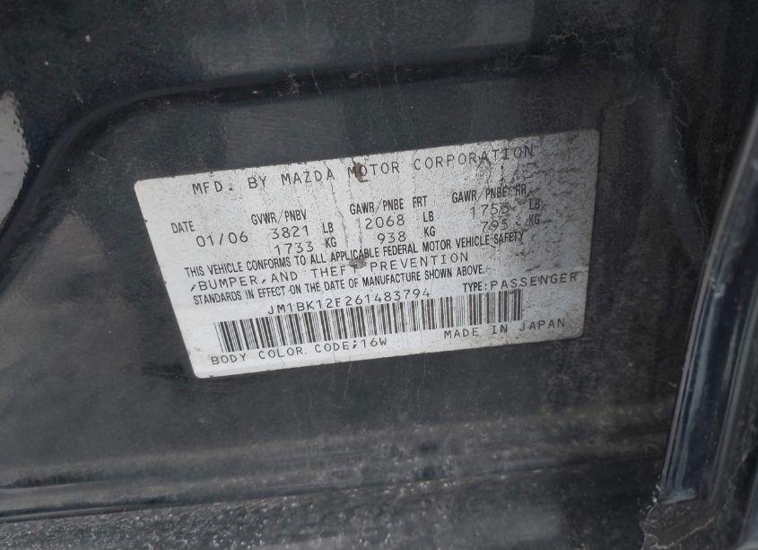 Photo 9 of 2006 Mazda Mazda3 I (VIN JM1BK12F261483794)