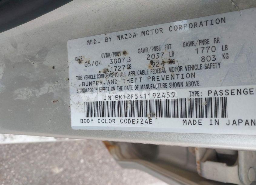 Photo 9 of 2004 Mazda Mazda3 I (VIN JM1BK12F541192459)