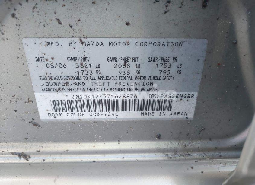 Photo 9 of 2007 Mazda Mazda3 I (VIN JM1BK12F571628876)