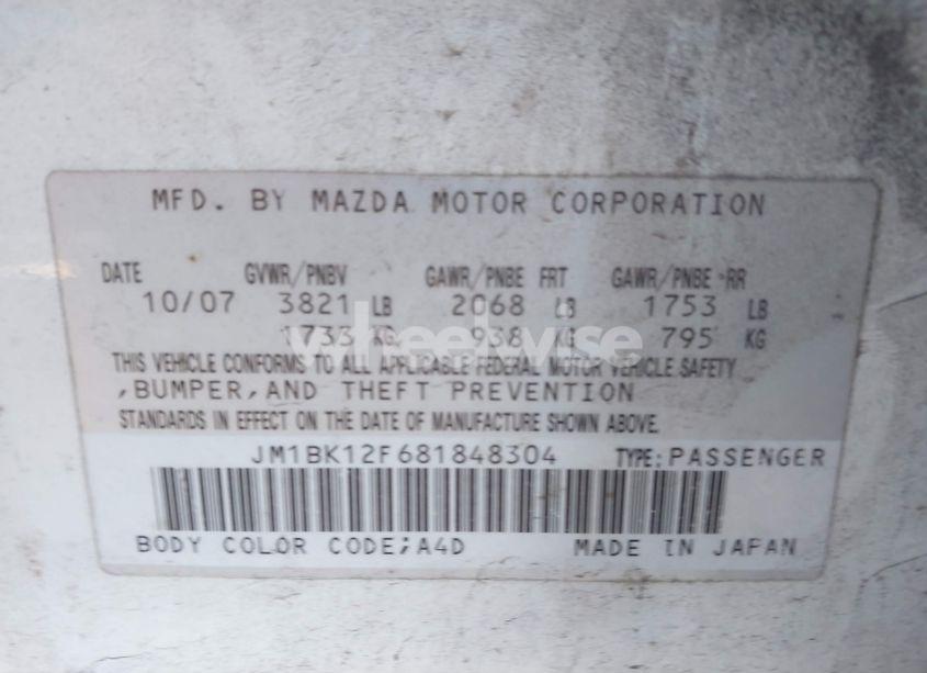 Photo 9 of 2008 Mazda Mazda3 I (VIN JM1BK12F681848304)