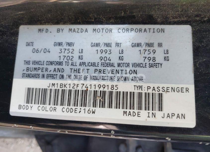 Photo 9 of 2004 Mazda Mazda3 I (VIN JM1BK12F741199185)