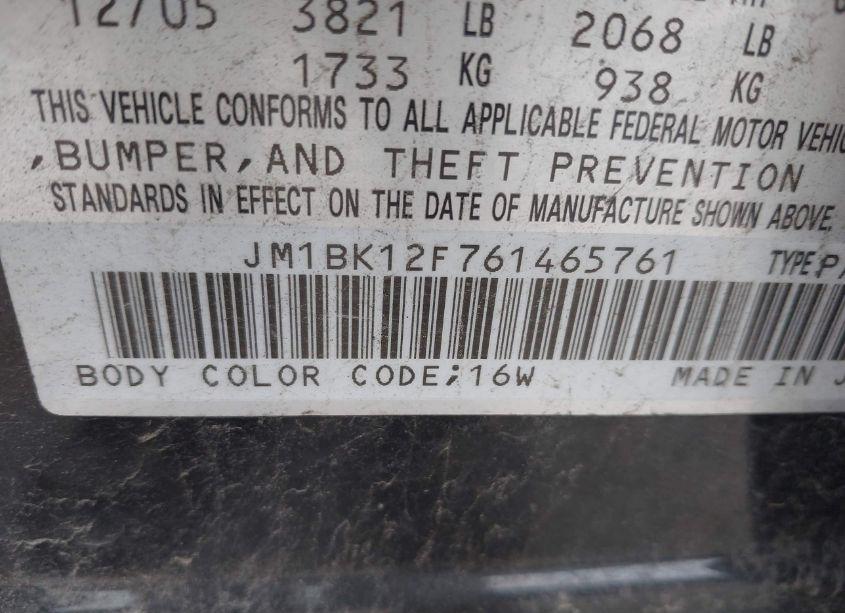 Photo 9 of 2006 Mazda Mazda3 I (VIN JM1BK12F761465761)