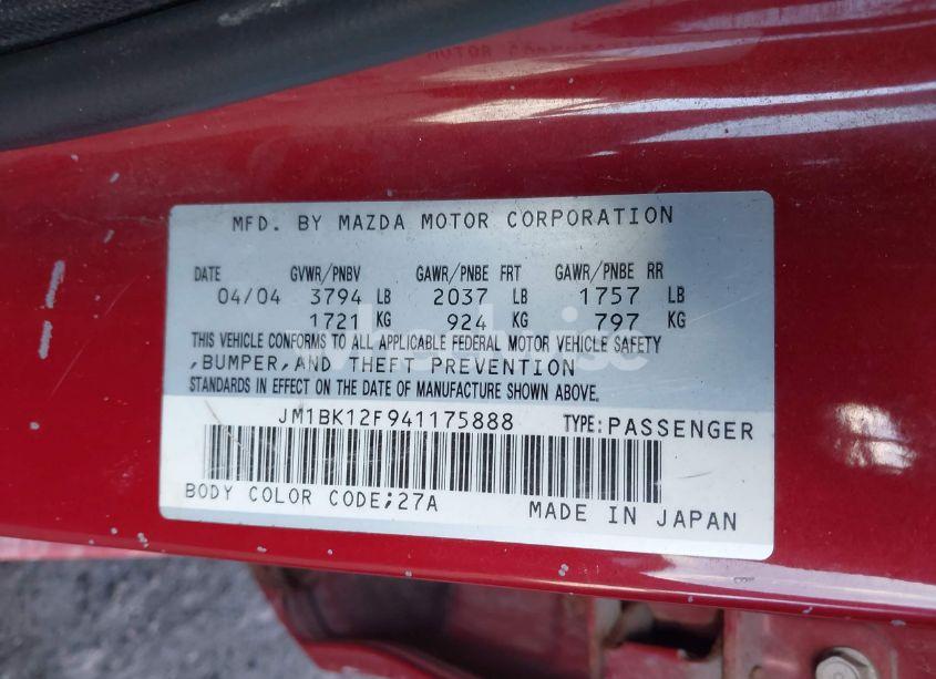 Photo 9 of 2004 Mazda Mazda3 I (VIN JM1BK12F941175888)