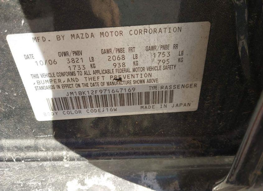 Photo 9 of 2007 Mazda Mazda3 I (VIN JM1BK12F971647169)