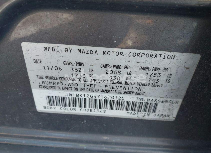 Photo 9 of 2007 Mazda Mazda3 I SPORT (VIN JM1BK12G471670125)