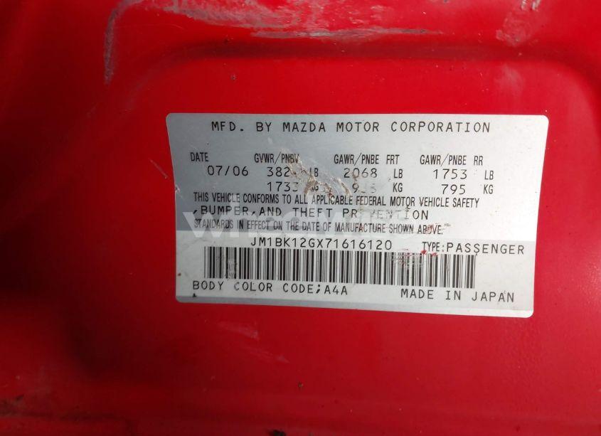Photo 9 of 2007 Mazda Mazda3 I (VIN JM1BK12GX71616120)