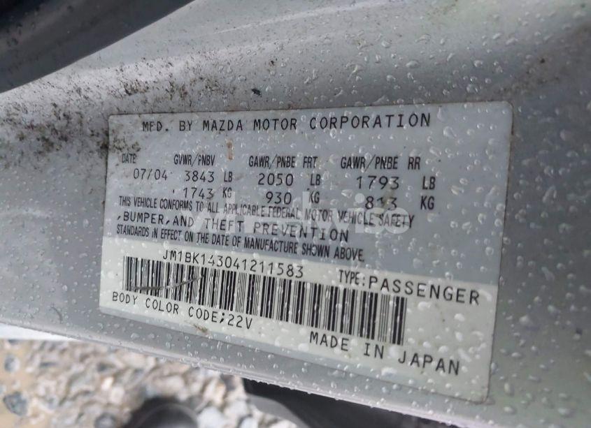 Photo 9 of 2004 Mazda Mazda3 S (VIN JM1BK143041211583)