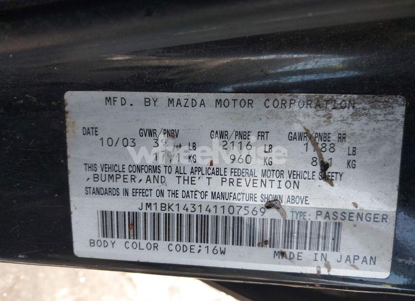 Photo 9 of 2004 Mazda Mazda3 S (VIN JM1BK143141107569)