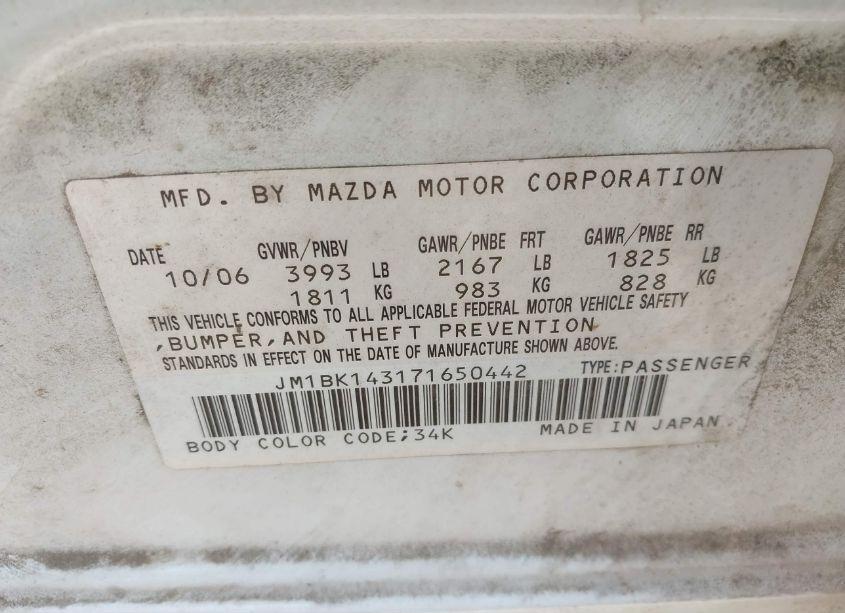 Photo 9 of 2007 Mazda Mazda3 S SPORT (VIN JM1BK143171650442)