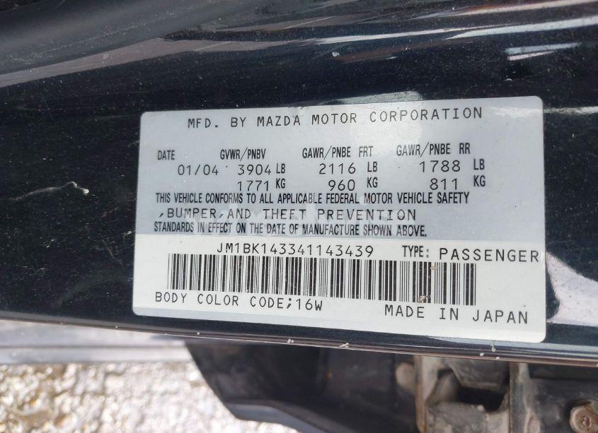 Photo 9 of 2004 Mazda Mazda3 S (VIN JM1BK143341143439)
