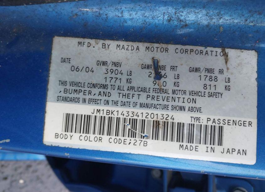 Photo 9 of 2004 Mazda Mazda3 S (VIN JM1BK143341201324)