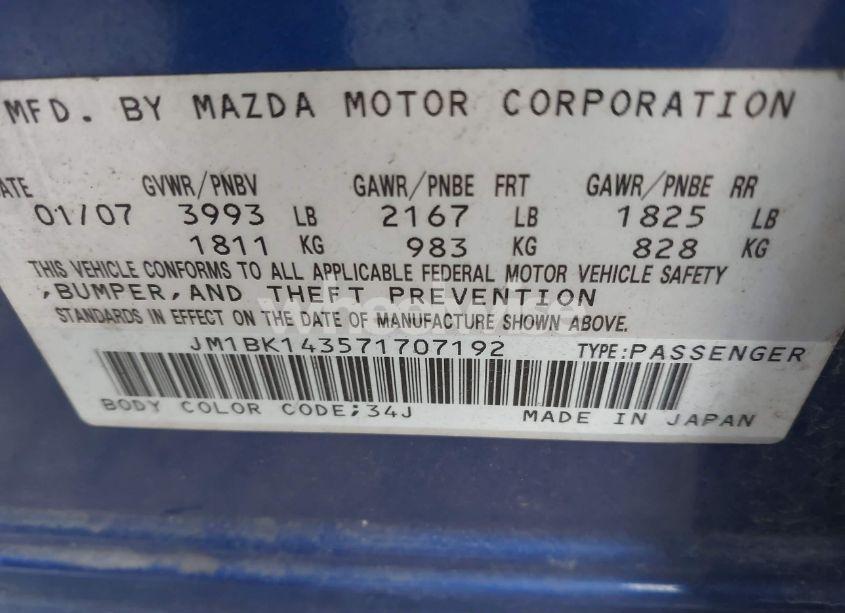 Photo 9 of 2007 Mazda Mazda3 S SPORT (VIN JM1BK143571707192)