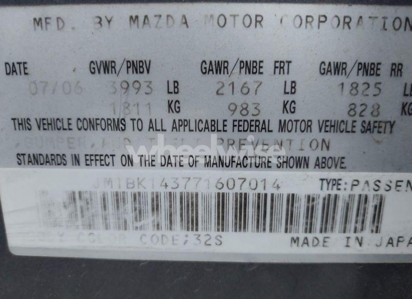 Photo 9 of 2007 Mazda Mazda3 S SPORT (VIN JM1BK143771607014)