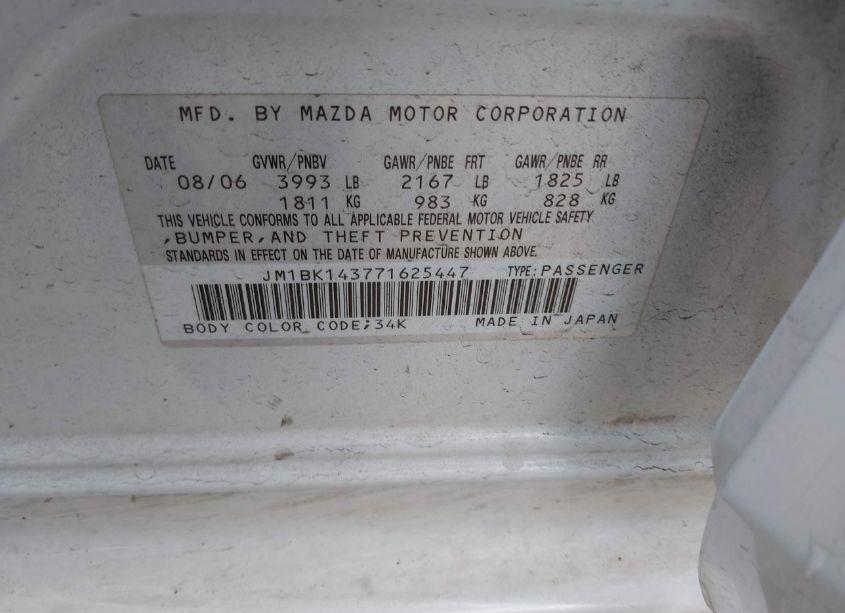 Photo 9 of 2007 Mazda Mazda3 S SPORT (VIN JM1BK143771625447)