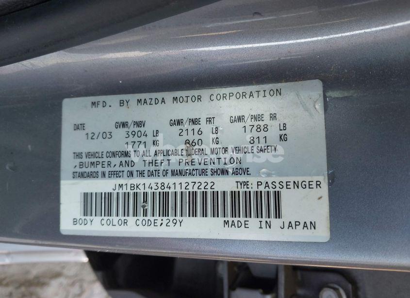 Photo 9 of 2004 Mazda Mazda3 S (VIN JM1BK143841127222)