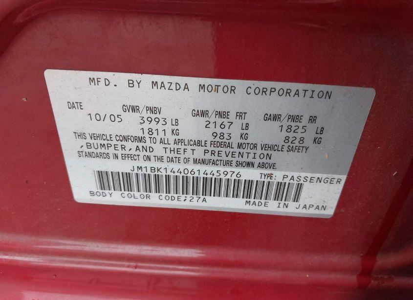 Photo 9 of 2006 Mazda Mazda3 S (VIN JM1BK144061445976)