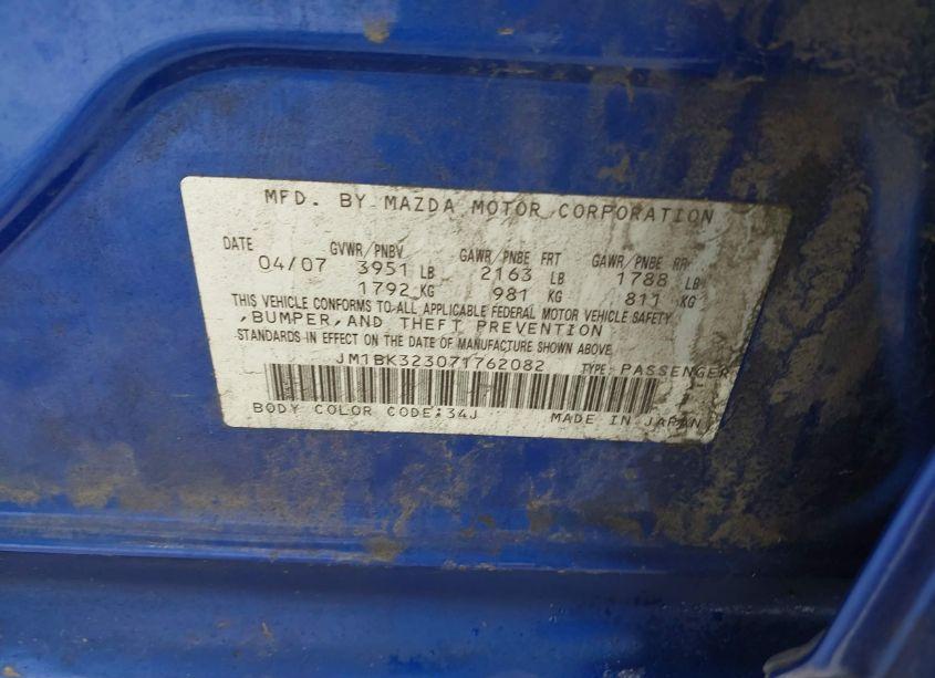 Photo 9 of 2007 Mazda Mazda3 S SPORT (VIN JM1BK323071762082)