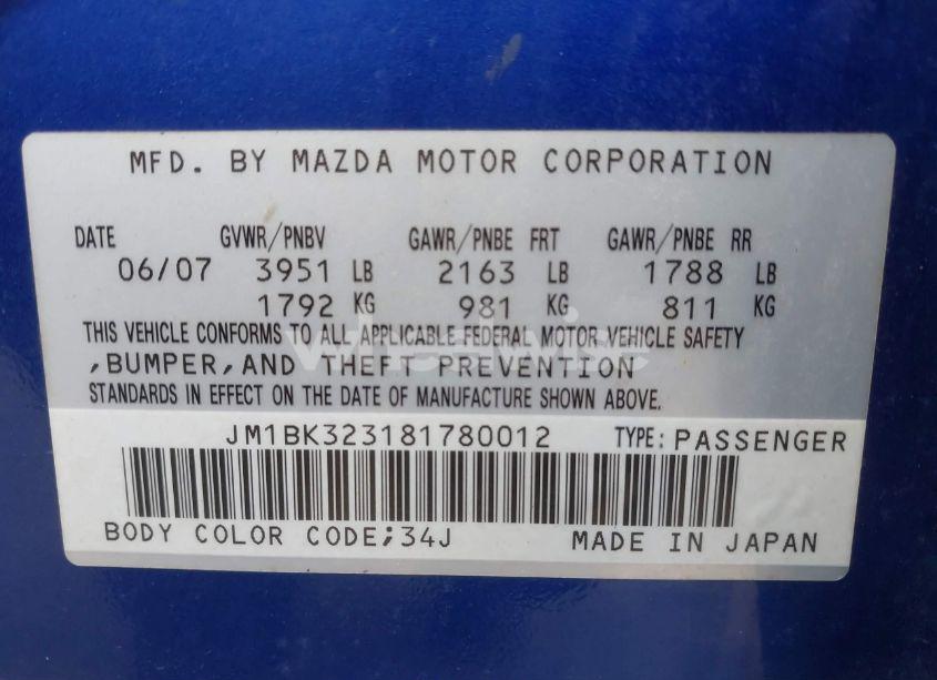 Photo 9 of 2008 Mazda Mazda3 S TOURING (VIN JM1BK323181780012)
