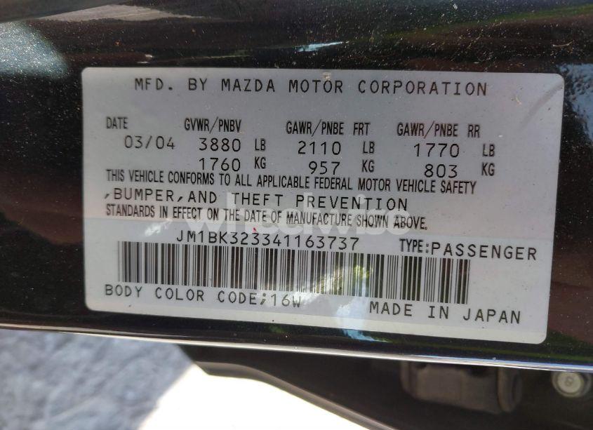 Photo 9 of 2004 Mazda Mazda3 S (VIN JM1BK323341163737)