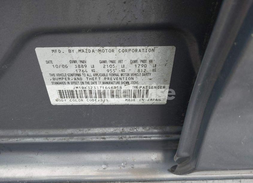 Photo 9 of 2007 Mazda Mazda3 S TOURING (VIN JM1BK323371646858)