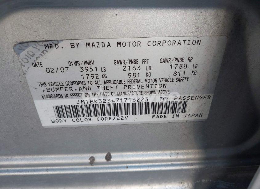 Photo 9 of 2007 Mazda Mazda3 S GRAND TOURING (VIN JM1BK323471716223)