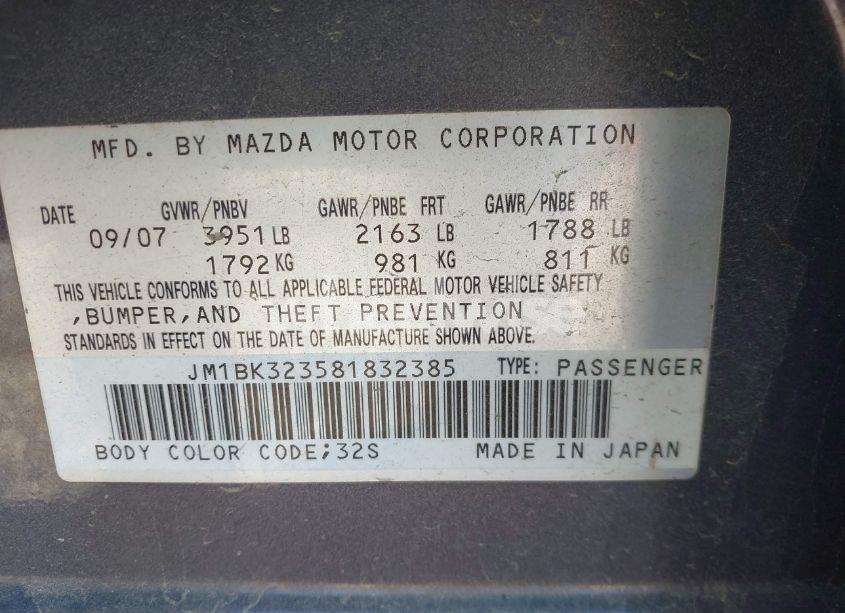 Photo 9 of 2008 Mazda Mazda3 S GRAND TOURING (VIN JM1BK323581832385)