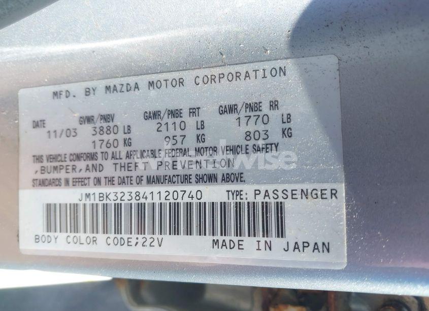 Photo 9 of 2004 Mazda Mazda3 S (VIN JM1BK323841120740)