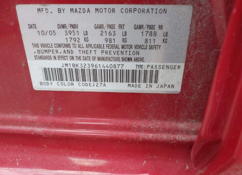 Photo 9 of 2006 Mazda Mazda3 S TOURING (VIN JM1BK323961440877)