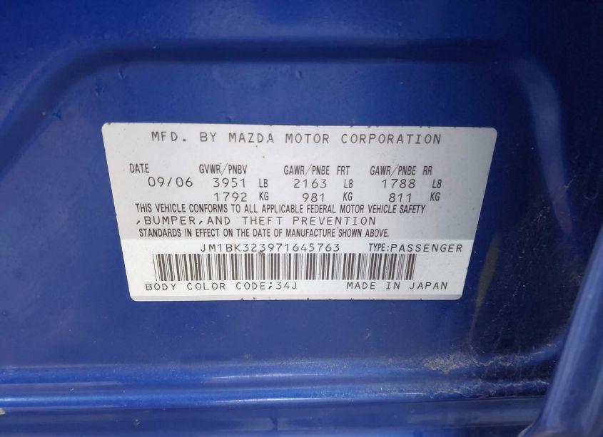 Photo 9 of 2007 Mazda Mazda3 S TOURING (VIN JM1BK323971645763)