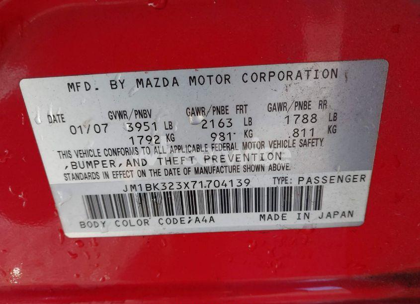 Photo 9 of 2007 Mazda Mazda3 S TOURING (VIN JM1BK323X71704139)