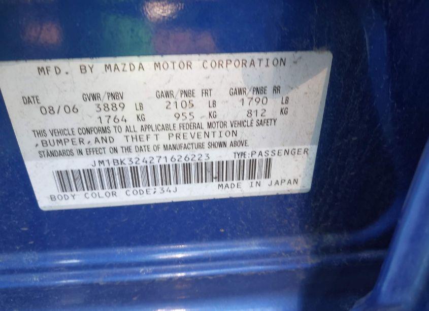 Photo 9 of 2007 Mazda Mazda3 S GRAND TOURING (VIN JM1BK324271626223)