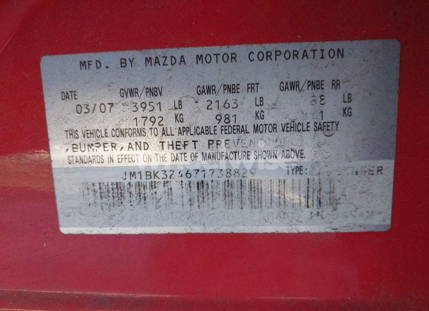 Photo 8 of 2007 Mazda Mazda3 S TOURING (VIN JM1BK324671738829)