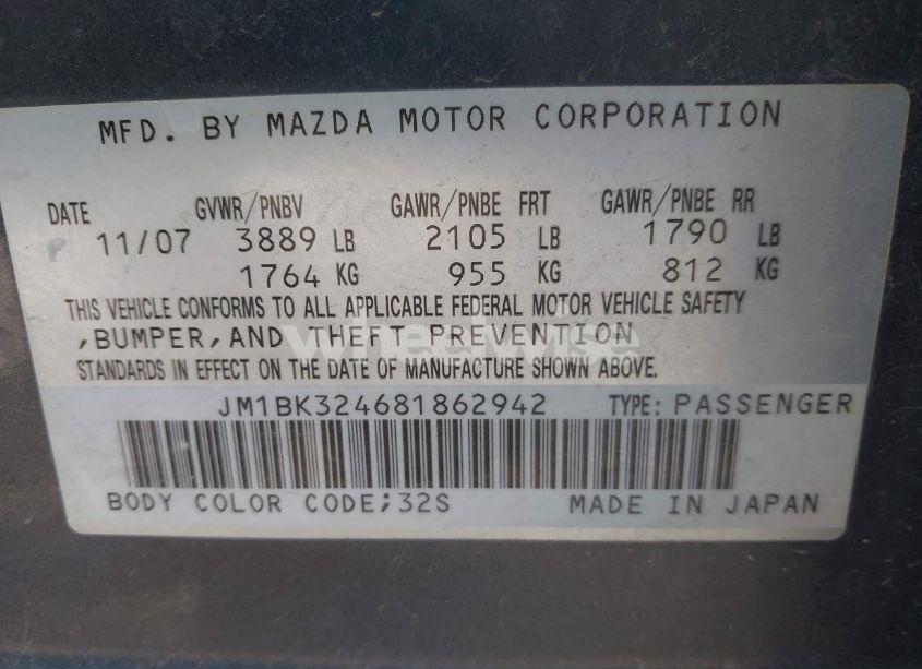 Photo 9 of 2008 Mazda Mazda3 S SPORT (VIN JM1BK324681862942)