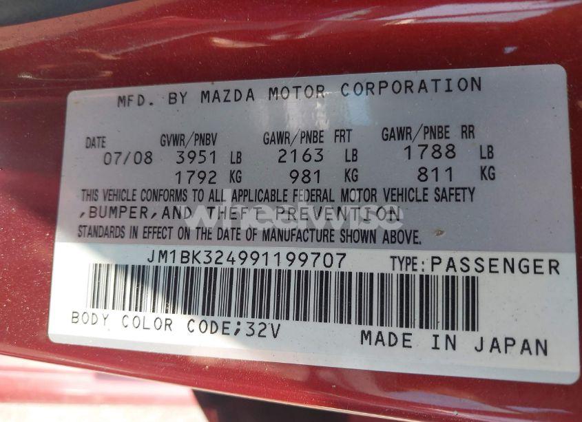 Photo 9 of 2009 Mazda Mazda3 S GRAND TOURING (VIN JM1BK324991199707)