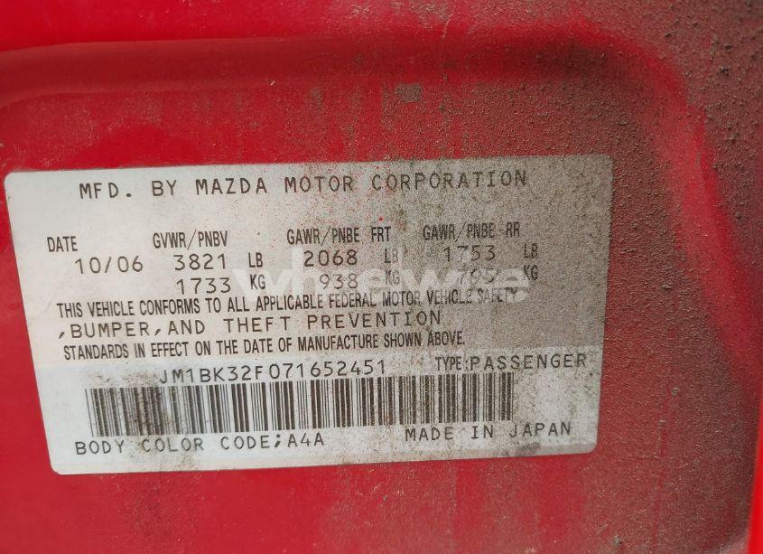 Photo 9 of 2007 Mazda Mazda3 I (VIN JM1BK32F071652451)
