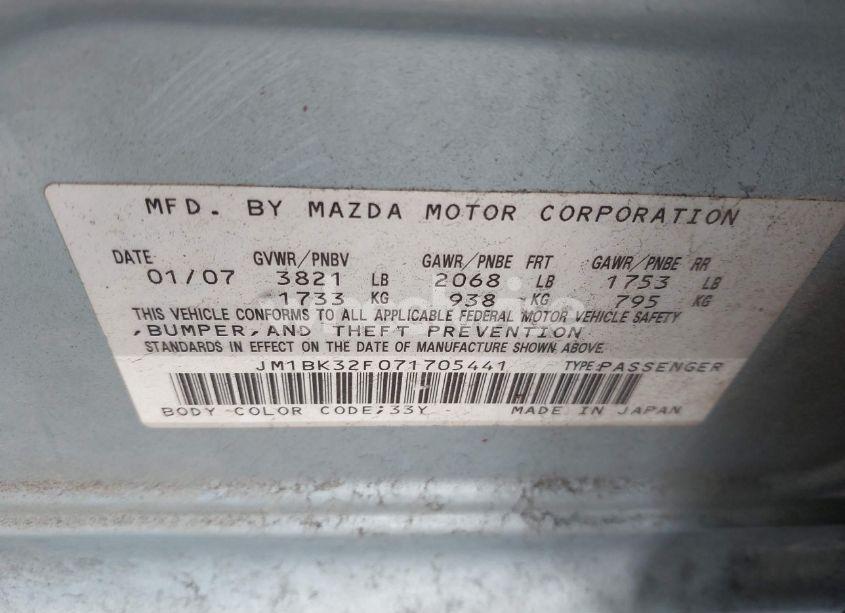 Photo 9 of 2007 Mazda Mazda3 I (VIN JM1BK32F071705441)